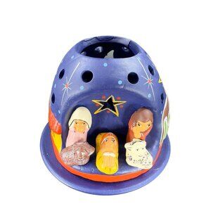 Peru Mountain Tea Light Nativity Ten Thousand Villages Nativity Scene Holder VTG